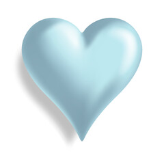 A classic blue heart on white backdrop, the universal symbol of love, is a popular design element for Valentines Day greeting cards - 735542625