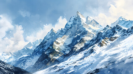 Obraz premium illustration with the drawing of Alpine Snow