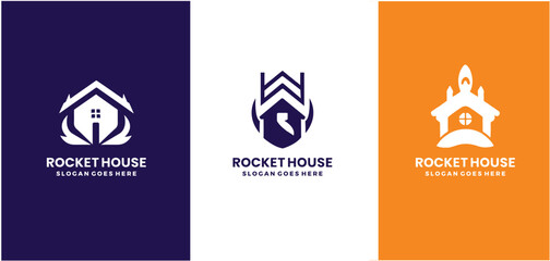 Illustration Vector Graphic of Rocket House Logo set concept.