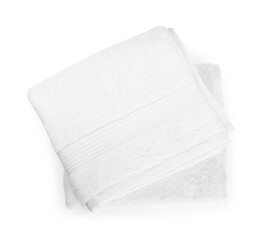 Terry towels isolated on white, top view