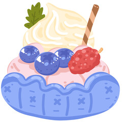 Ice cream with fruits illustration