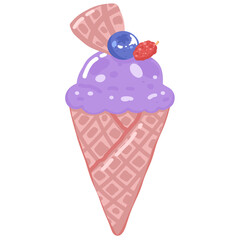 Ice cream cone with fruits illustration