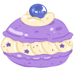Cream puffs with blueberry illustration