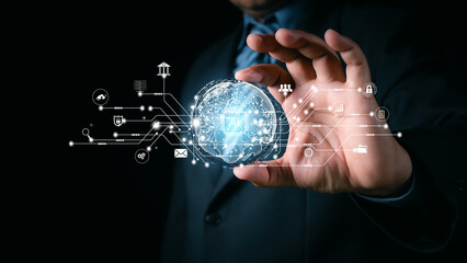 Ai technology, Artificial Intelligence. man using technology smart robot AI, artificial...