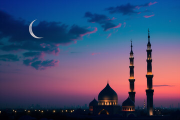 Ramadan Night Sky and Mosque