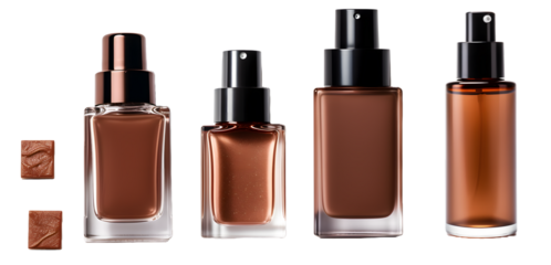 cosmetic bottle, foundation, brown sapper isolated on a transparent PNG background, white background , Generative Ai