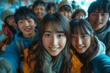 Obraz premium 仲のいい高校生の集合写真