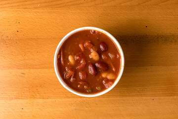 Pasta fagioli soup in a cup