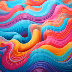 Trippy wavy background in colorful curving lines and shapes in a retro 70s feel colorful background No people.