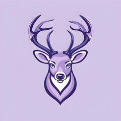 A logo illustration of a majestic deer on a purple background. Created with generative AI.