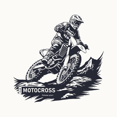 Motocross rider on the motocross track. Vector illustration