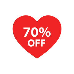 Red heart 70% off discount