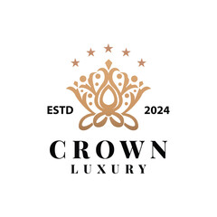 Obraz premium Crown logo design simple beautiful luxury jewelry king and queen princess royal templet illustration