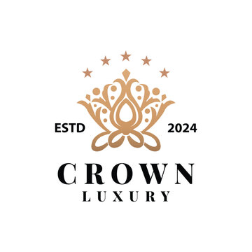 Crown logo design simple beautiful luxury jewelry king and queen princess royal templet illustration