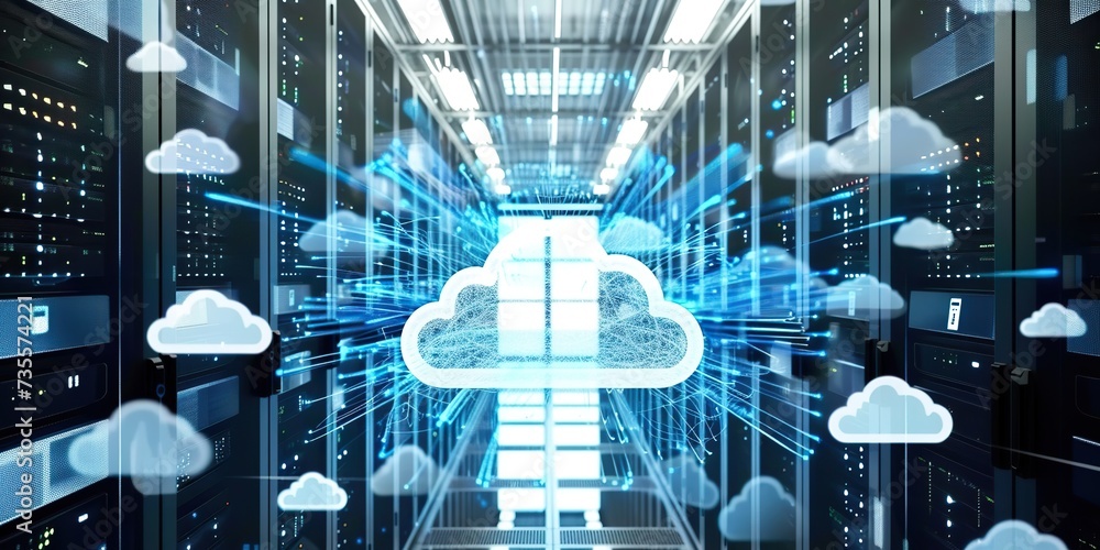 Poster mastering integration: data centers, information transfer, and the synergy of cloud computing.