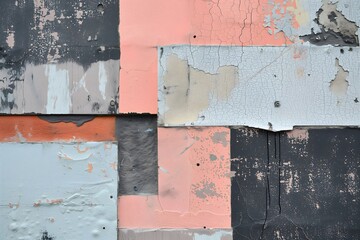 Aged Urban Wall Texture with Peeling Paint in Pastel Colors