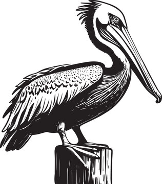 recommend clip art: Pelican Standing on a Dock Post Illustration