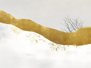 墨と金箔のブラシストローク背景