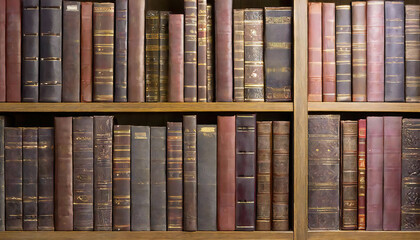 大きな本棚の背景。さくさんの本が並ぶイメージ素材。Big bookshelf background. Image material with many books lined up.