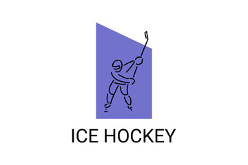 ice hockey sport vector line icon. an athlete playing ice hockey. sport pictogram, vector illustration.