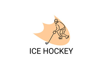 ice hockey sport vector line icon. an athlete playing ice hockey. sport pictogram, vector illustration.