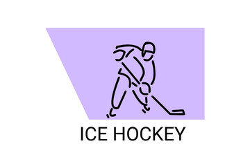 ice hockey sport vector line icon. an athlete playing ice hockey. sport pictogram, vector illustration.