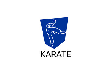 Karate sport vector line icon. sportman, fighting stance. sport pictogram illustration.