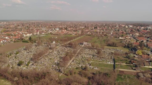 Aerial View of Small Suburban Town of Temerin