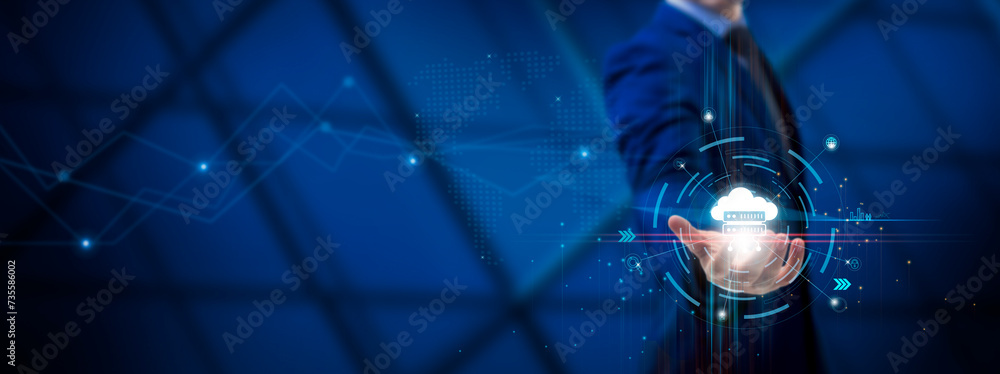 Aufkleber hosting telecommunications services: infrastructure, connectivity, global reach, data management. bu