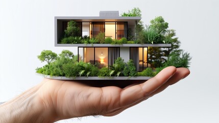 Modern house in hands