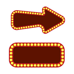 Obraz premium Set different shape retro bulb frame. Banner space for advertisement. Lightbox billboard. Vector illustration. EPS 10.