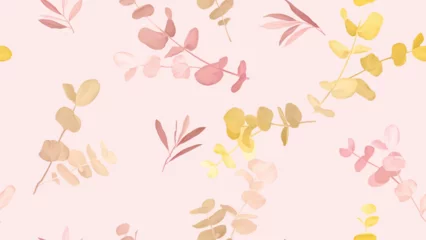 Rugzak Seamless pattern, colorful pastel Eucalyptus cinerea leaves on pink background © momosama