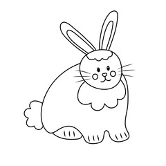 Cute Easter bunny. Doodle rabbit. Vector linear illustration.
