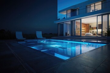 Fototapeta na wymiar swimming pool at night
