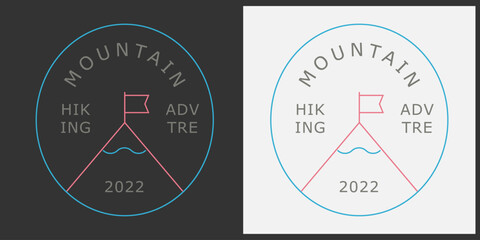 Naklejka premium Trailblazing Thrills: Thrilling Mountain Hiking Logo Adventure.