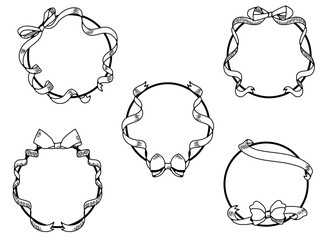 手描きのレトロなリボンフレーム
