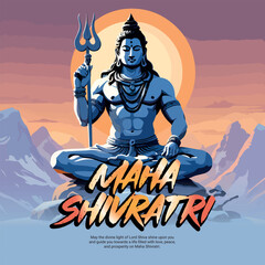 Maha shivratri Lord Shiva Social Media Post template, Indian Festival, God Shiv