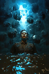inner darkness drowning in emotions overwhelmed by inner demons