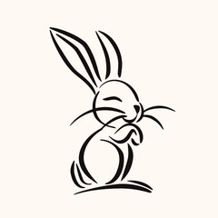 Vector line art rabbit