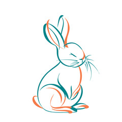 Vector line art rabbit