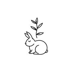 Vector silhouette rabbit symbol logo
