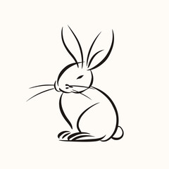 Vector line art rabbit