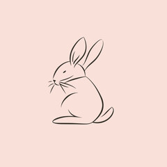 Vector silhouette rabbit symbol logo
