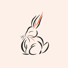 Vector silhouette rabbit symbol logo