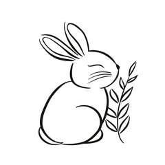 Vector silhouette rabbit symbol logo