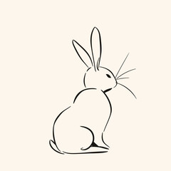 Vector silhouette rabbit symbol logo