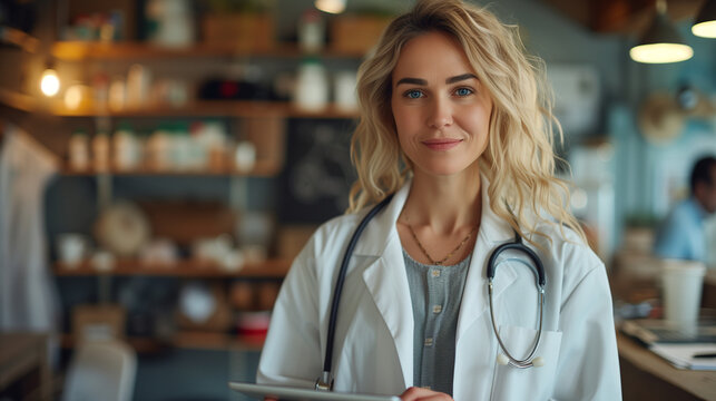woman doctor using a digital tablet during a consultation with a senior woman in the hospital or doctor office