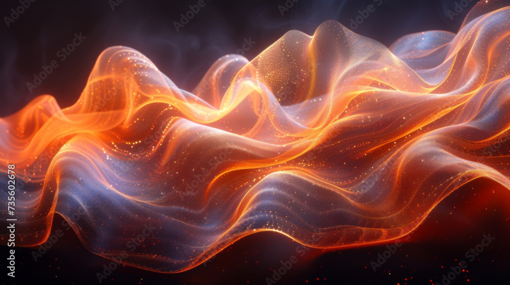 Poster texture of overlapping elastic bands of light in a mesmerizing abstract light painting.