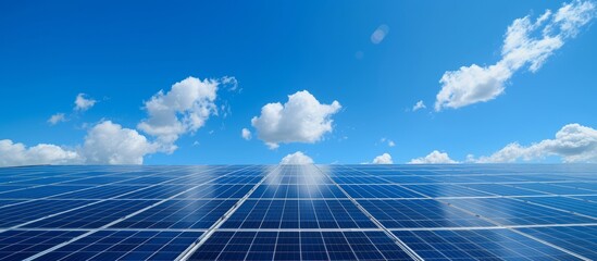 Captivating view of a solar panel generating renewable energy with dramatic clouds in the background