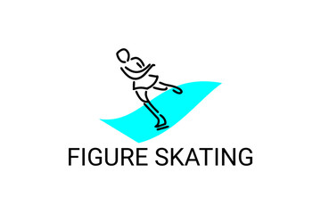 Figure skating vector line icon. dance, practice Figure skating. sport dance pictogram illustration.